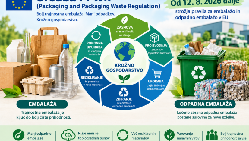 Infografika o krožnem gospodarstvu in PPWR